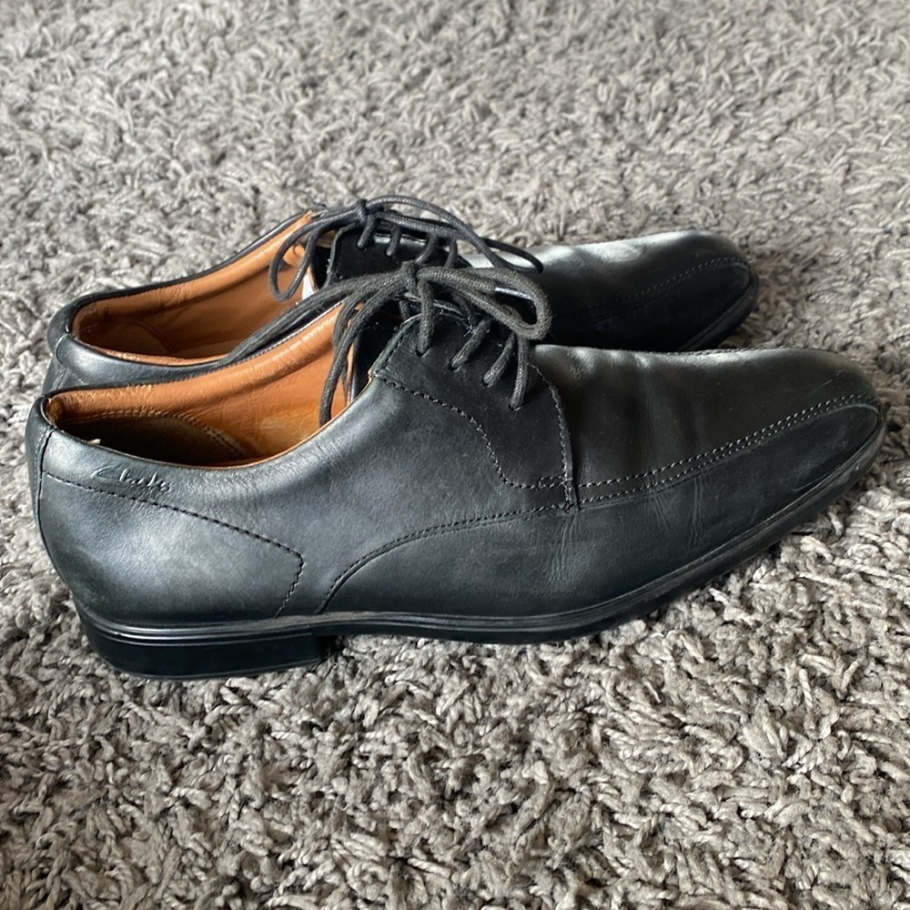 Clarks Men's Gosworth Over Oxfords Black Dressy Shoes Size 7